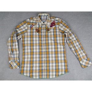 Energie‎ Shirt Mens XL Multicolor Western Pearl Snap Button Plaid Embroidered